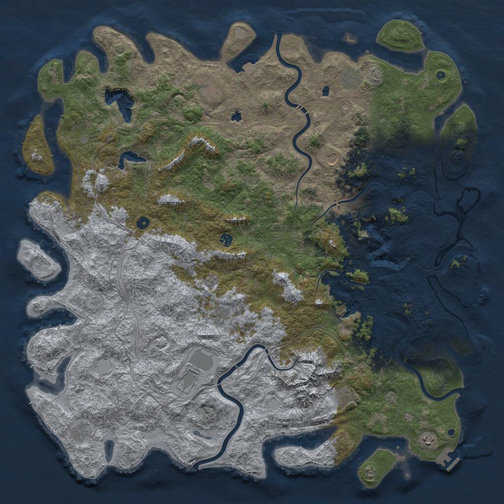 Rust Map: Procedural Map, Size: 6000, Seed: 54223724, 17 Monuments