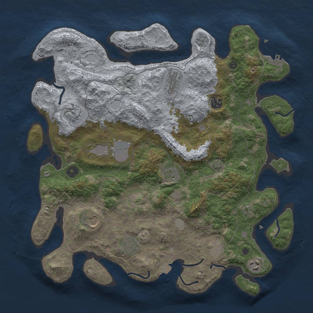 Rust Map: Procedural Map, Size: 4000, Seed: 139239689, 17 Monuments
