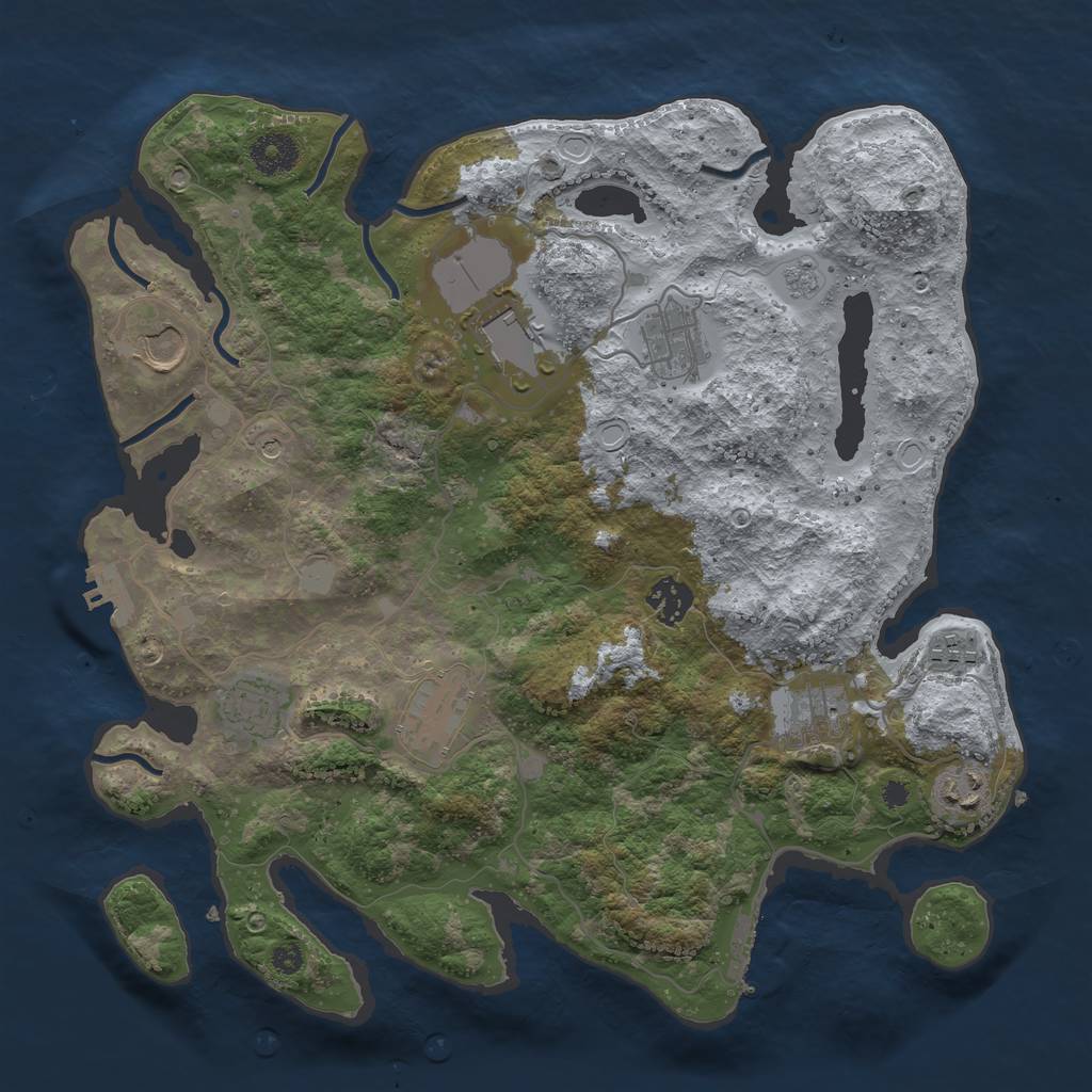 Rust Map: Procedural Map, Size: 3600, Seed: 1141986, 16 Monuments