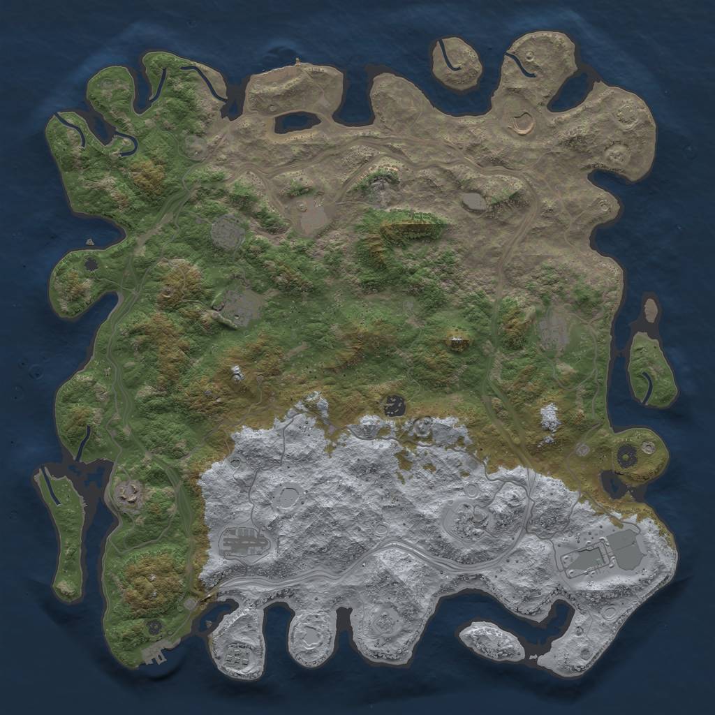 Rust Map: Procedural Map, Size: 4800, Seed: 853054571, 19 Monuments