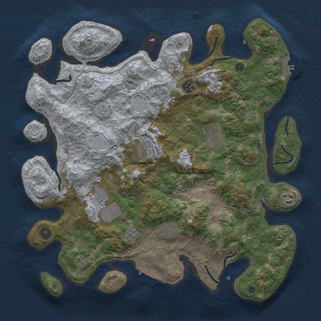 Rust Map: Procedural Map, Size: 4000, Seed: 145564094, 14 Monuments