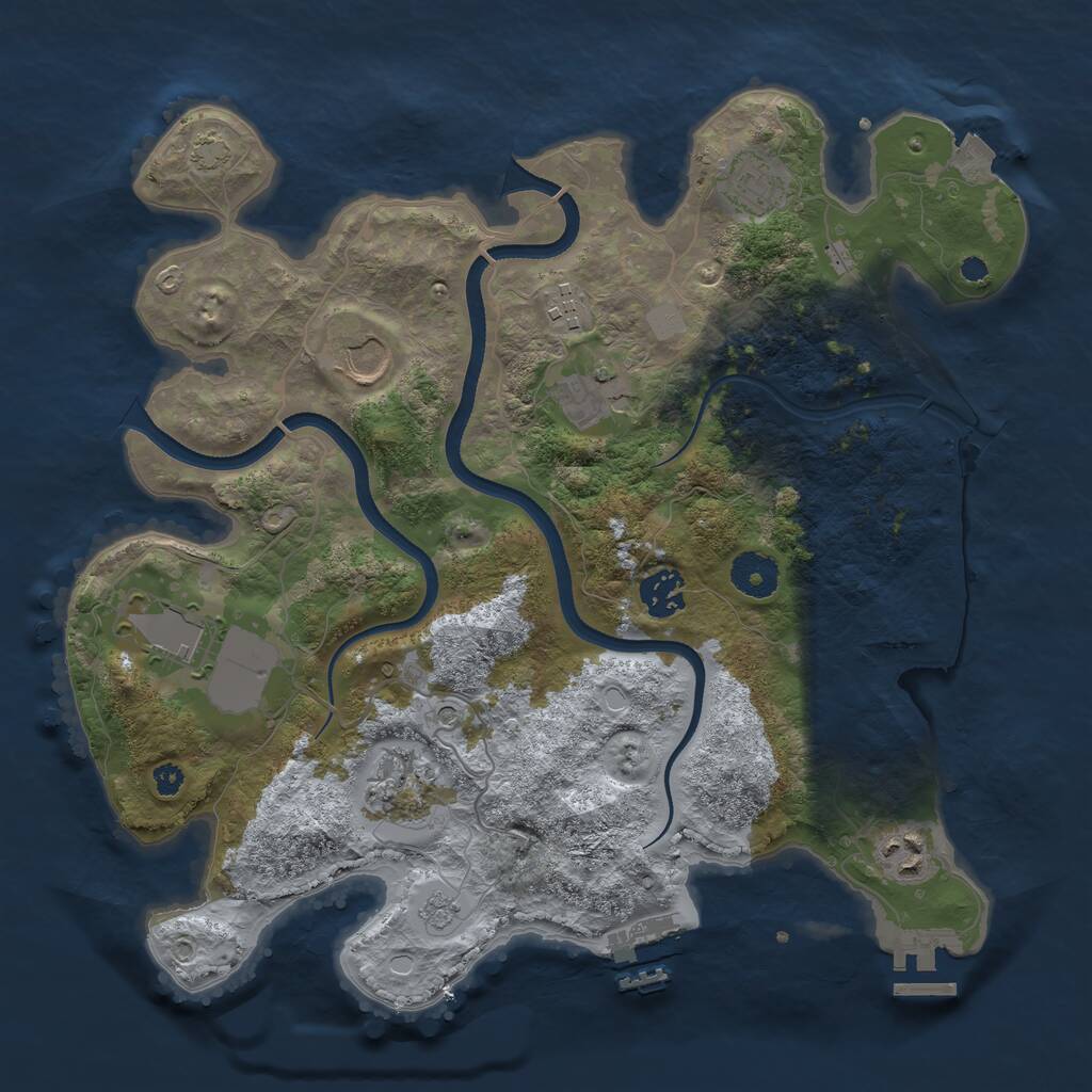 Rust Map: Procedural Map, Size: 3500, Seed: 1093282626, 14 Monuments