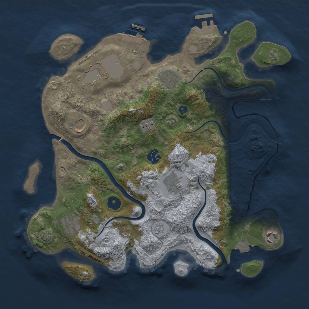 Rust Map: Procedural Map, Size: 3500, Seed: 7849, 14 Monuments