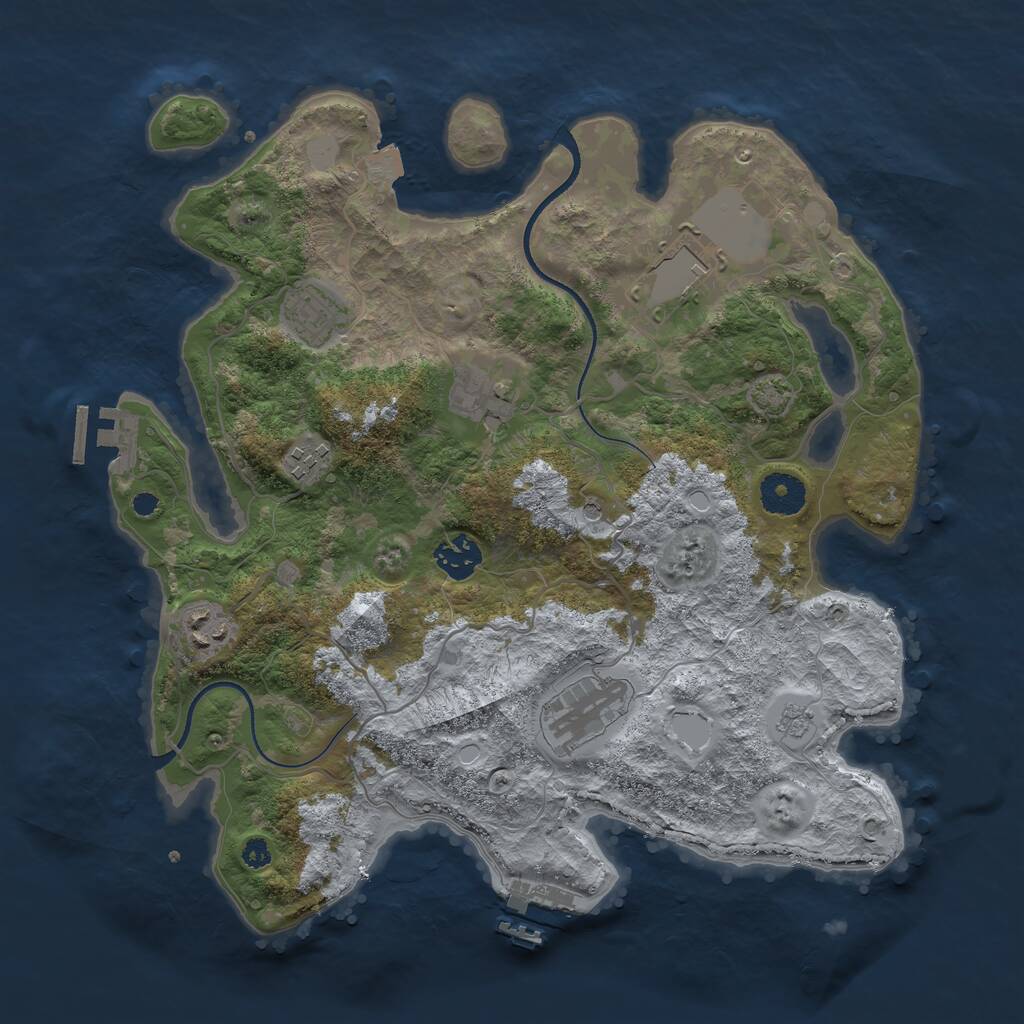 Rust Map: Procedural Map, Size: 3500, Seed: 65985, 13 Monuments