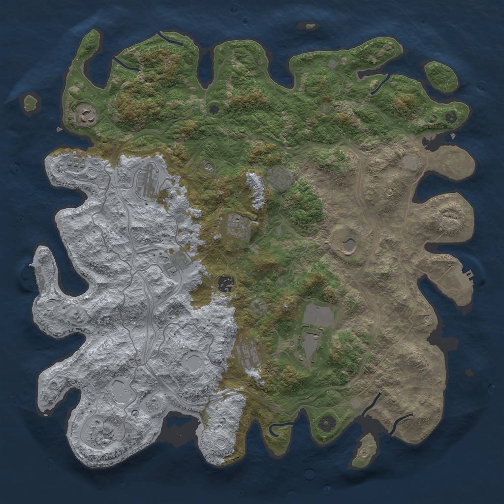 Rust Map: Procedural Map, Size: 4500, Seed: 1321391476, 18 Monuments