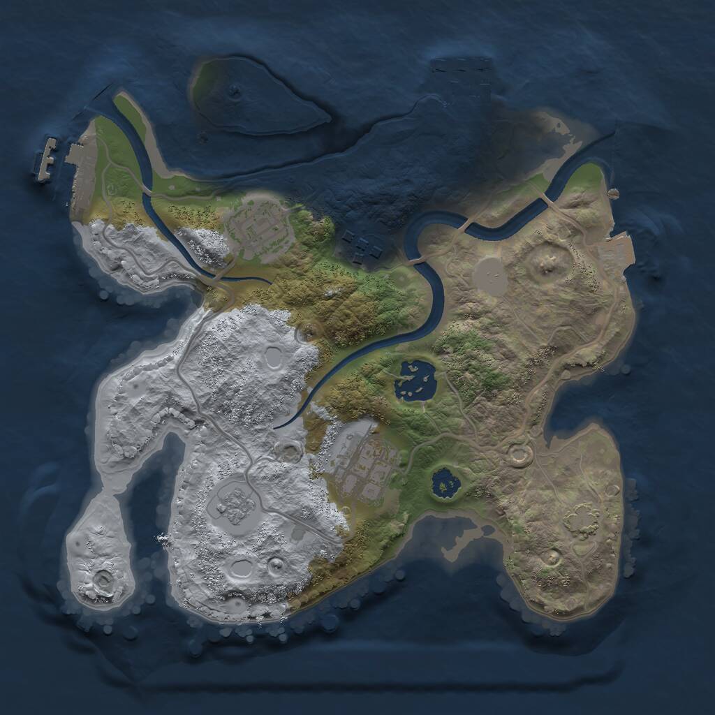 Rust Map: Procedural Map, Size: 2500, Seed: 1321391476, 9 Monuments