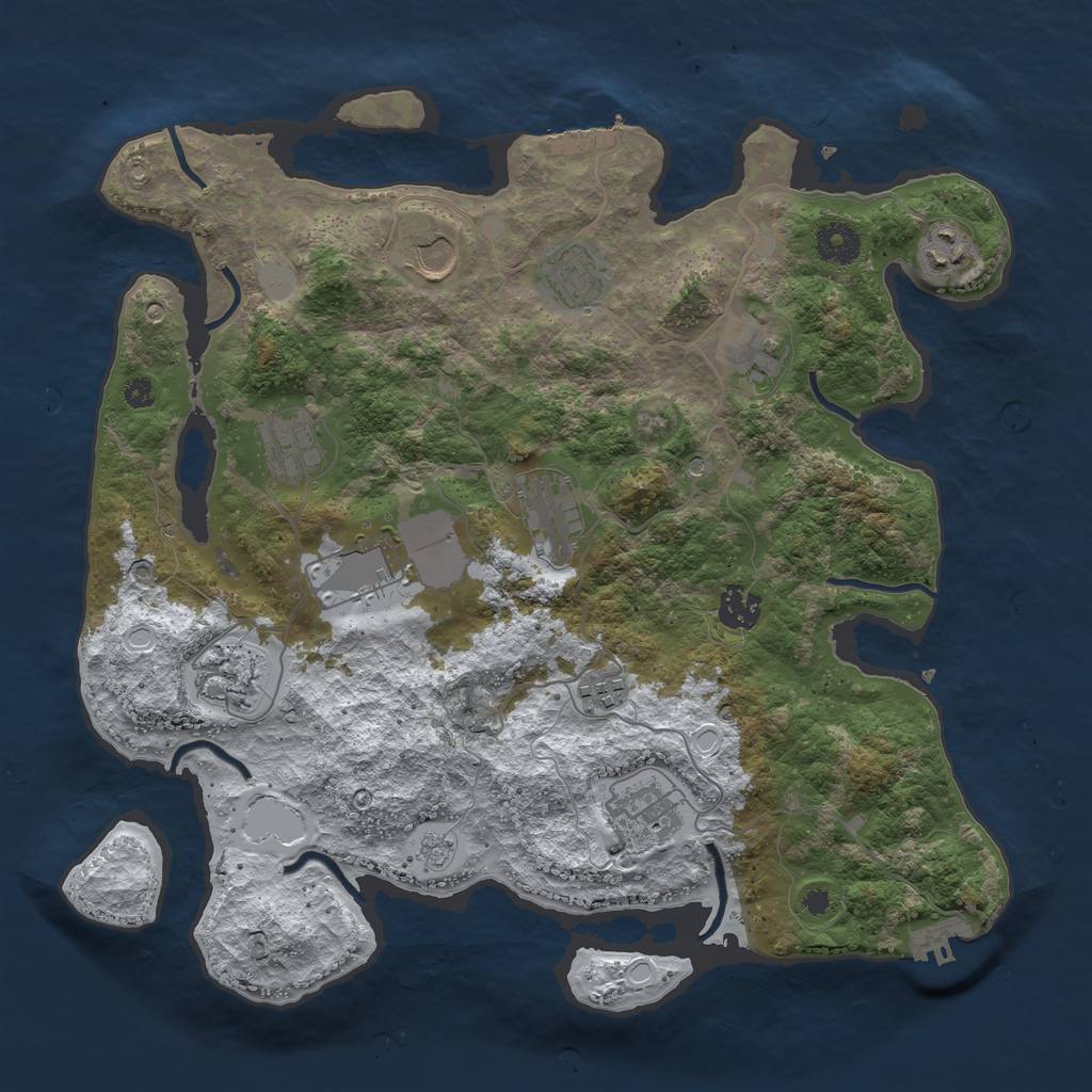Rust Map: Procedural Map, Size: 3700, Seed: 1165472418, 20 Monuments