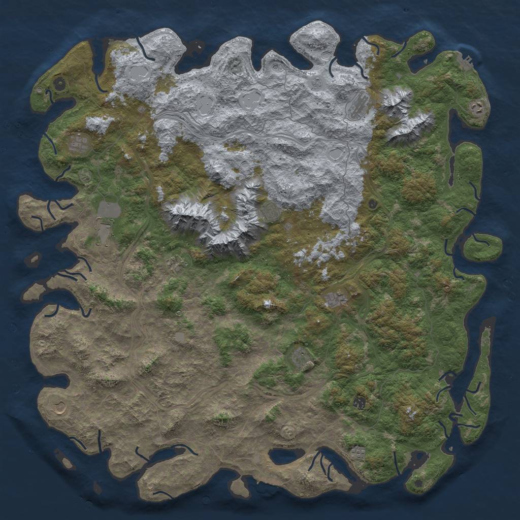 Rust Map: Procedural Map, Size: 6000, Seed: 76489113, 18 Monuments