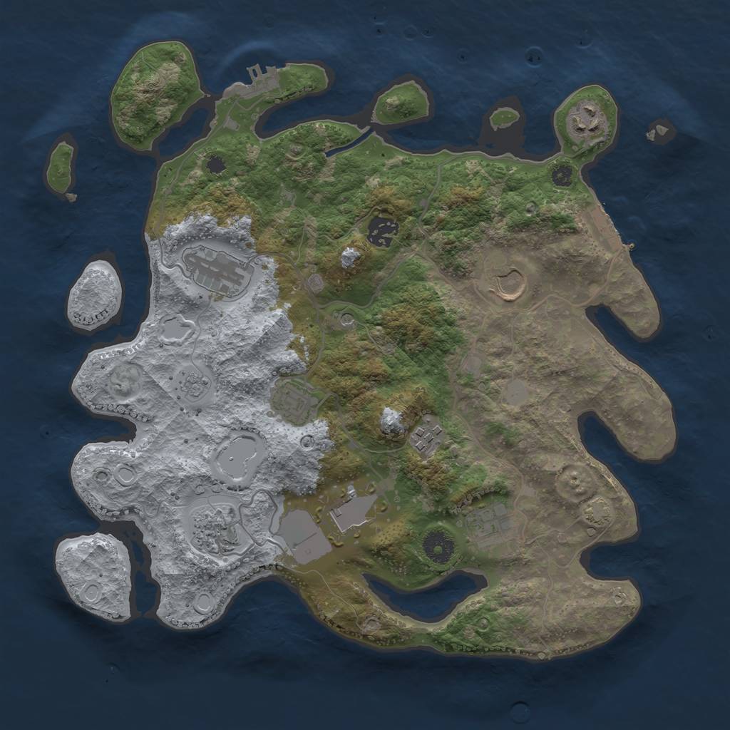 Rust Map: Procedural Map, Size: 3500, Seed: 857691393, 17 Monuments