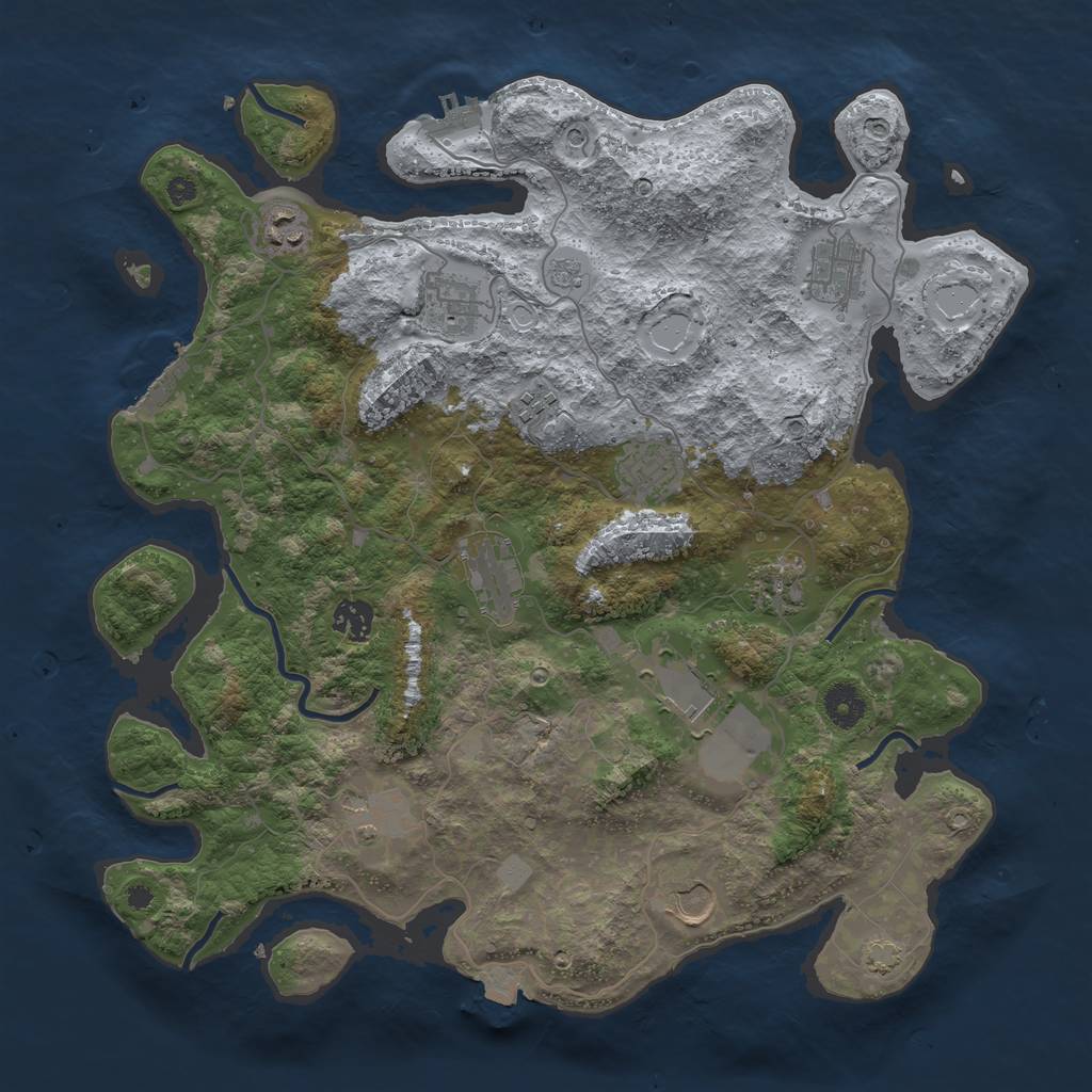 Rust Map: Procedural Map, Size: 3900, Seed: 13825, 19 Monuments