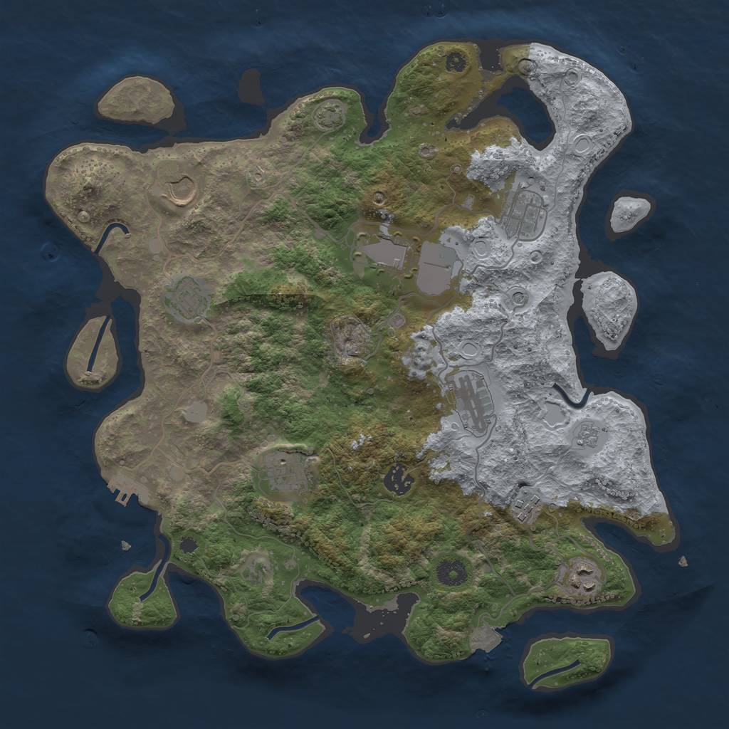 Rust Map: Procedural Map, Size: 3700, Seed: 68950717, 16 Monuments