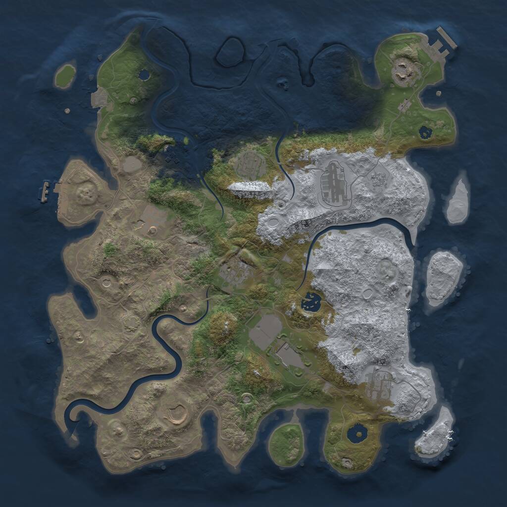 Rust Map: Procedural Map, Size: 3850, Seed: 370113974, 16 Monuments