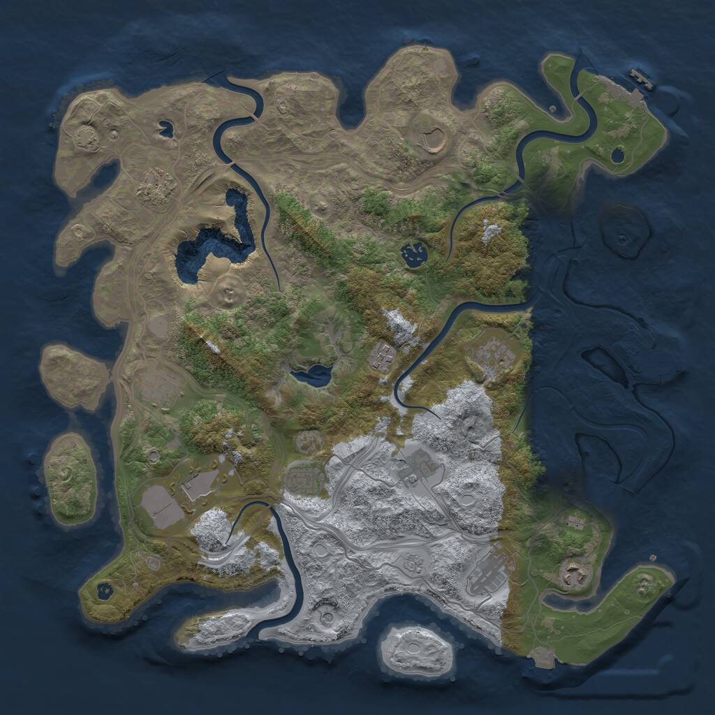 Rust Map: Procedural Map, Size: 4250, Seed: 2052857571, 17 Monuments
