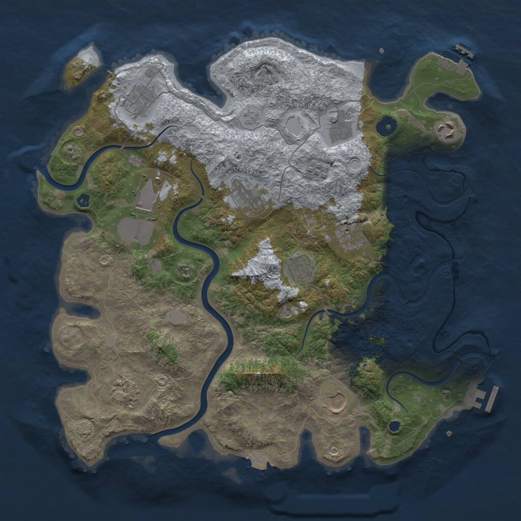 Rust Map: Procedural Map, Size: 3900, Seed: 974545, 16 Monuments