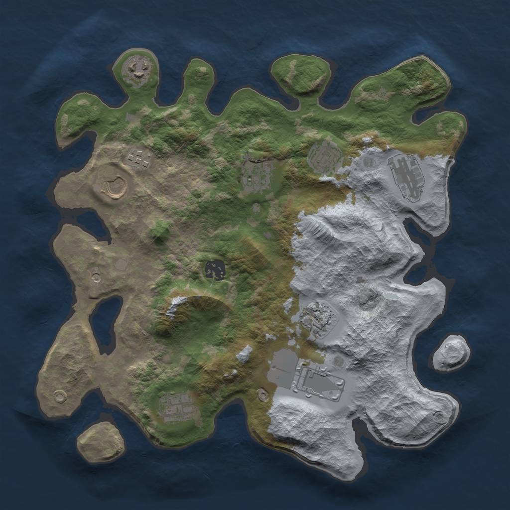 Rust Map: Barren, Size: 3500, Seed: 1504226092, 13 Monuments