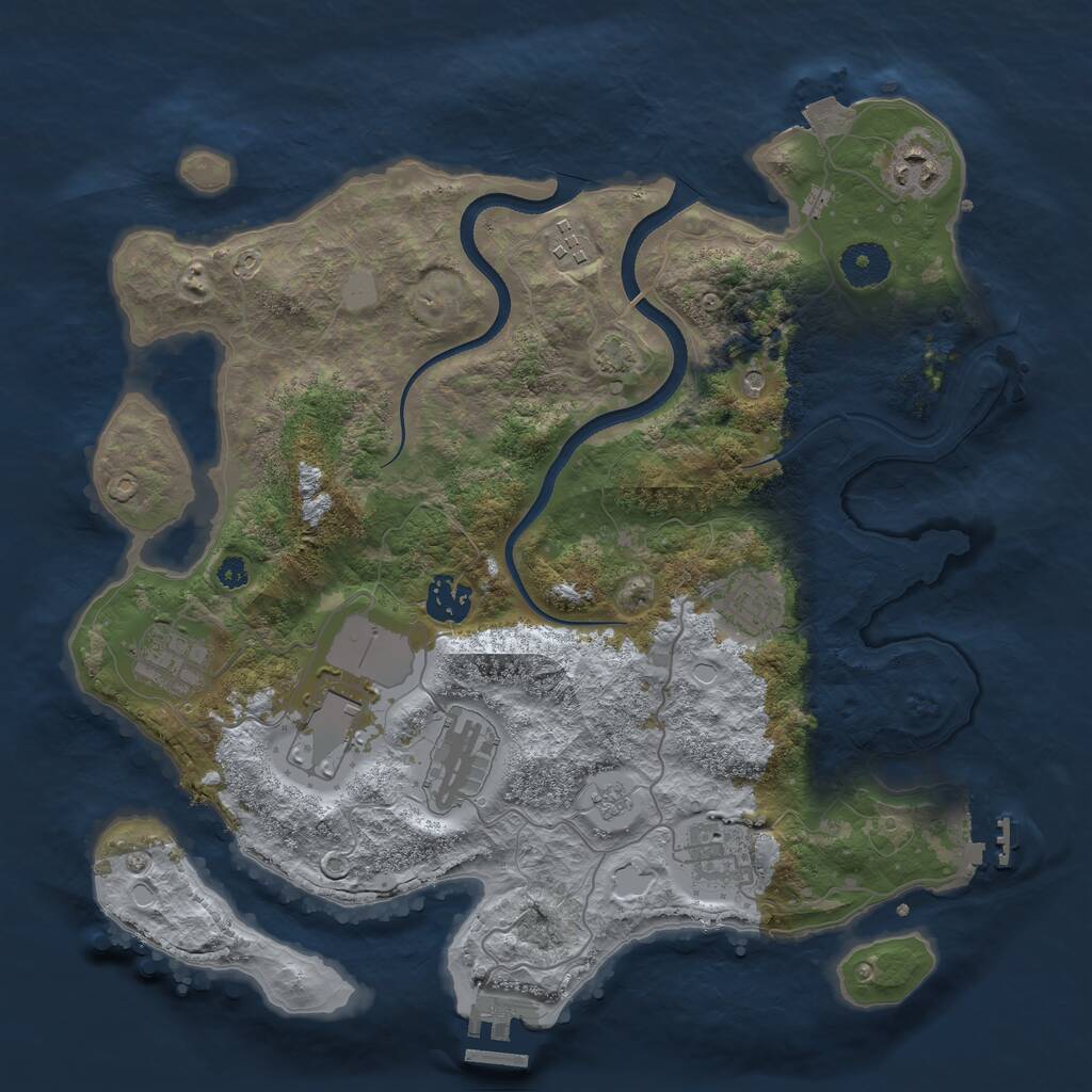 Rust Map: Procedural Map, Size: 3500, Seed: 308223168, 14 Monuments