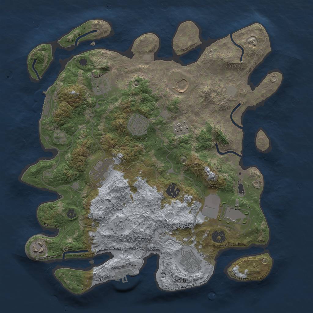 Rust Map: Procedural Map, Size: 3500, Seed: 891778745, 16 Monuments