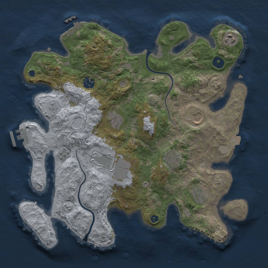 Rust Map: Procedural Map, Size: 3500, Seed: 722357445, 14 Monuments