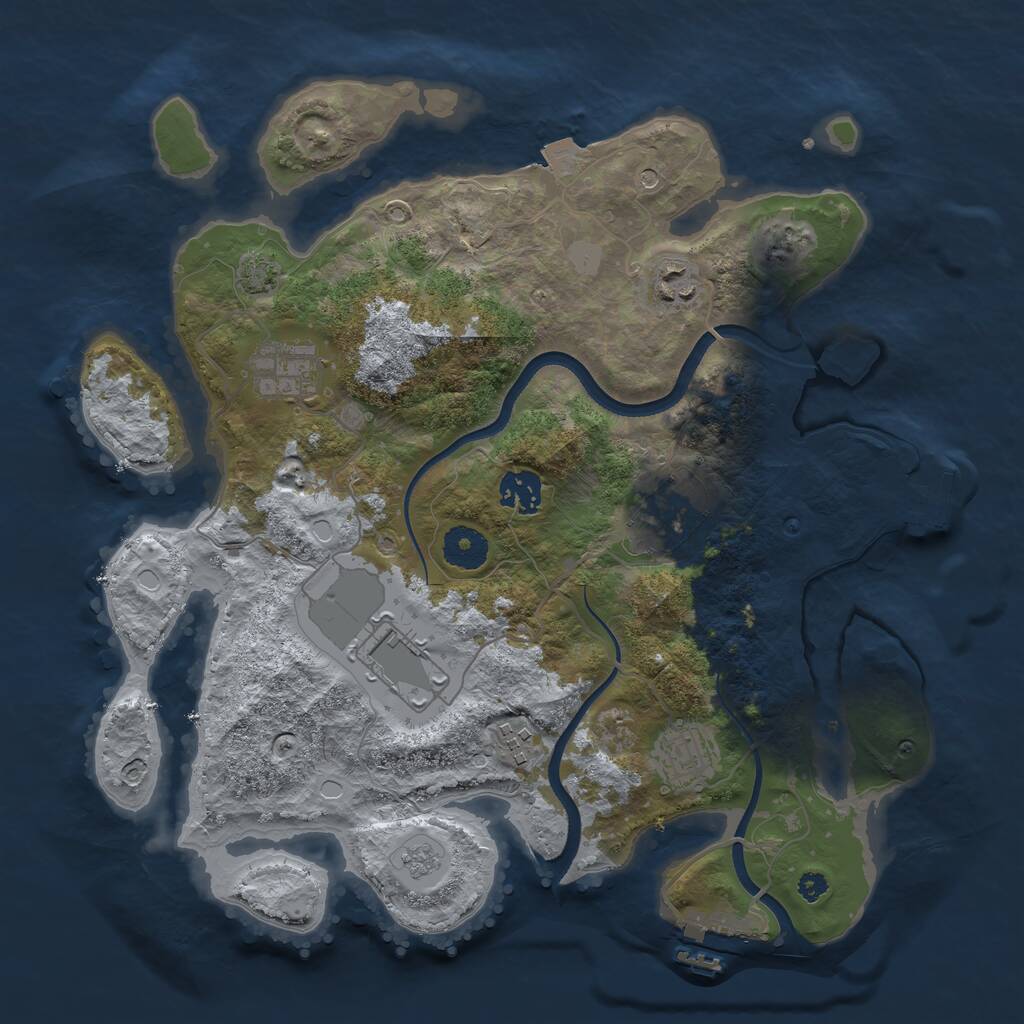 Rust Map: Procedural Map, Size: 3500, Seed: 2733, 13 Monuments