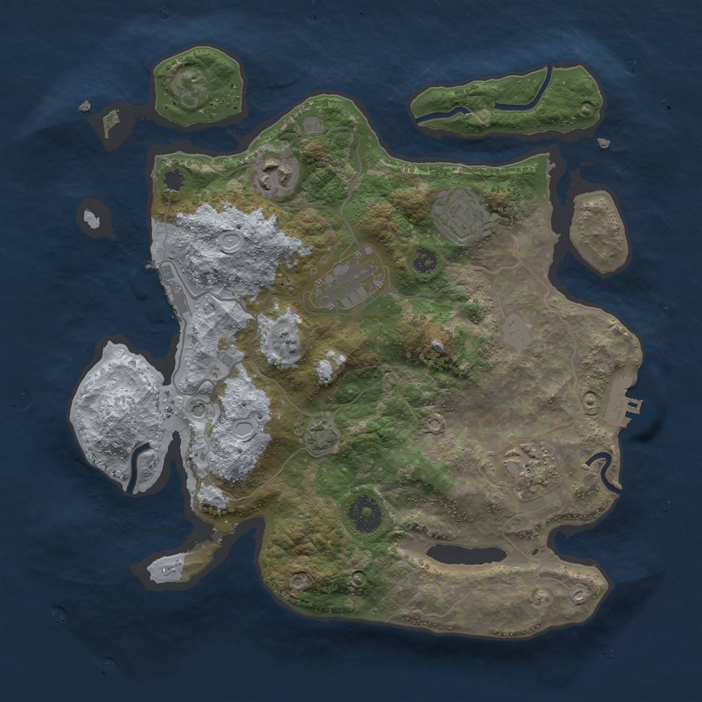 Rust Map: Procedural Map, Size: 3000, Seed: 1128721153, 11 Monuments