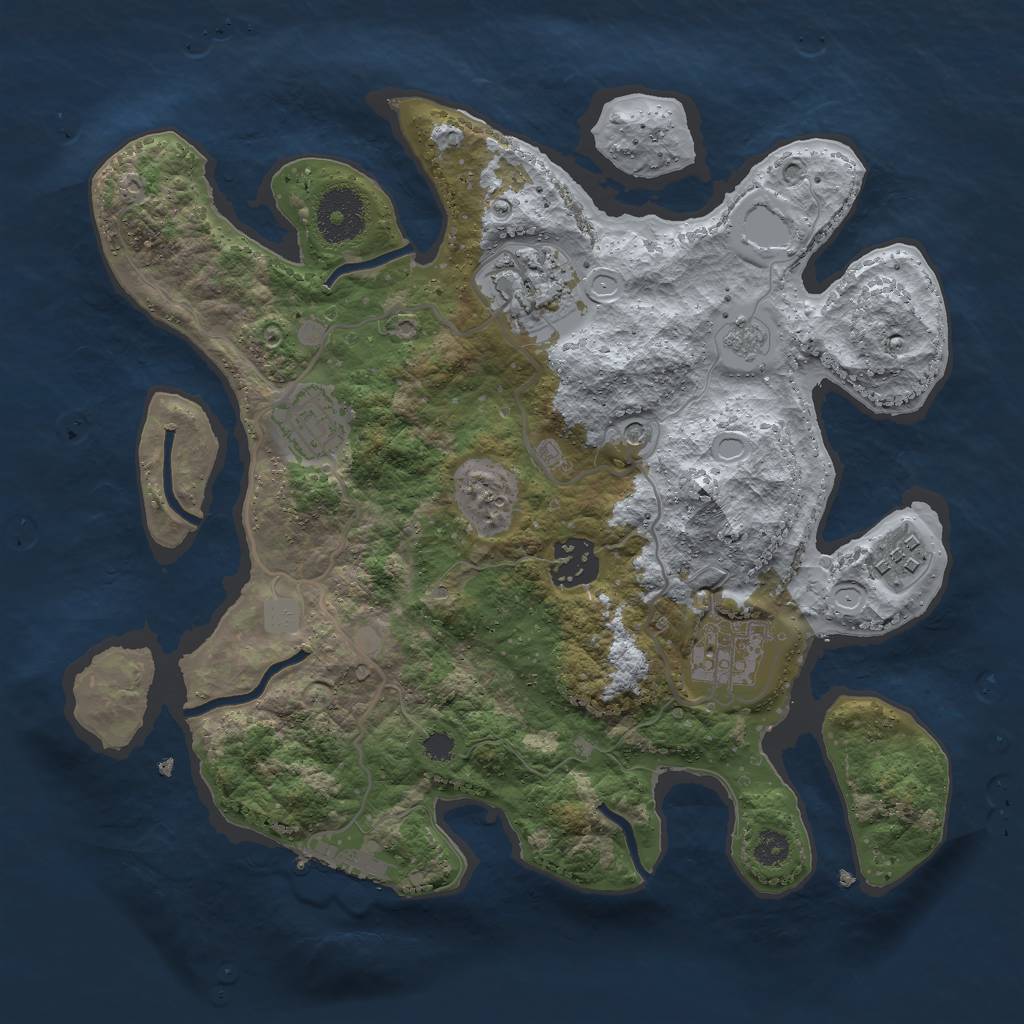 Rust Map: Procedural Map, Size: 3000, Seed: 1150916428, 11 Monuments