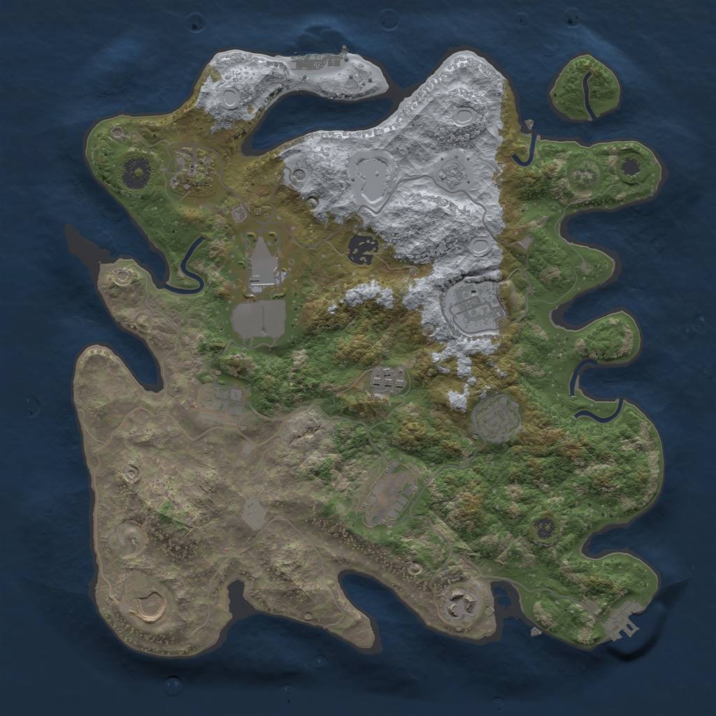 Rust Map: Procedural Map, Size: 3500, Seed: 848134364, 17 Monuments