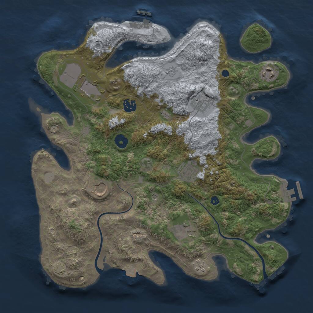 Rust Map: Procedural Map, Size: 3500, Seed: 848134364, 14 Monuments