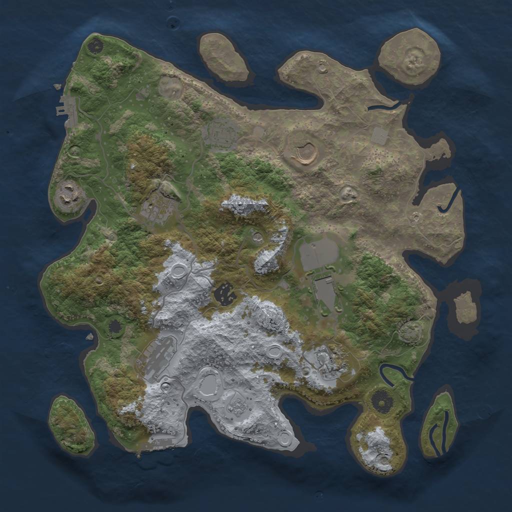 Rust Map: Procedural Map, Size: 3500, Seed: 7749, 16 Monuments