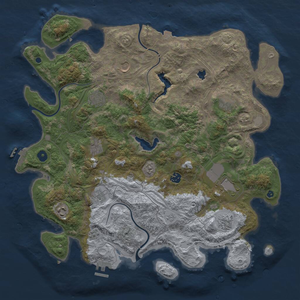 Rust Map: Procedural Map, Size: 4300, Seed: 7012121, 16 Monuments