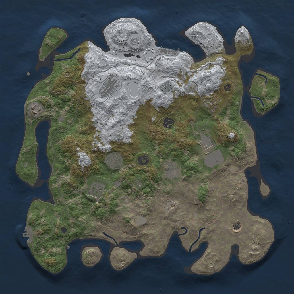 Rust Map: Procedural Map, Size: 4000, Seed: 98763456, 19 Monuments