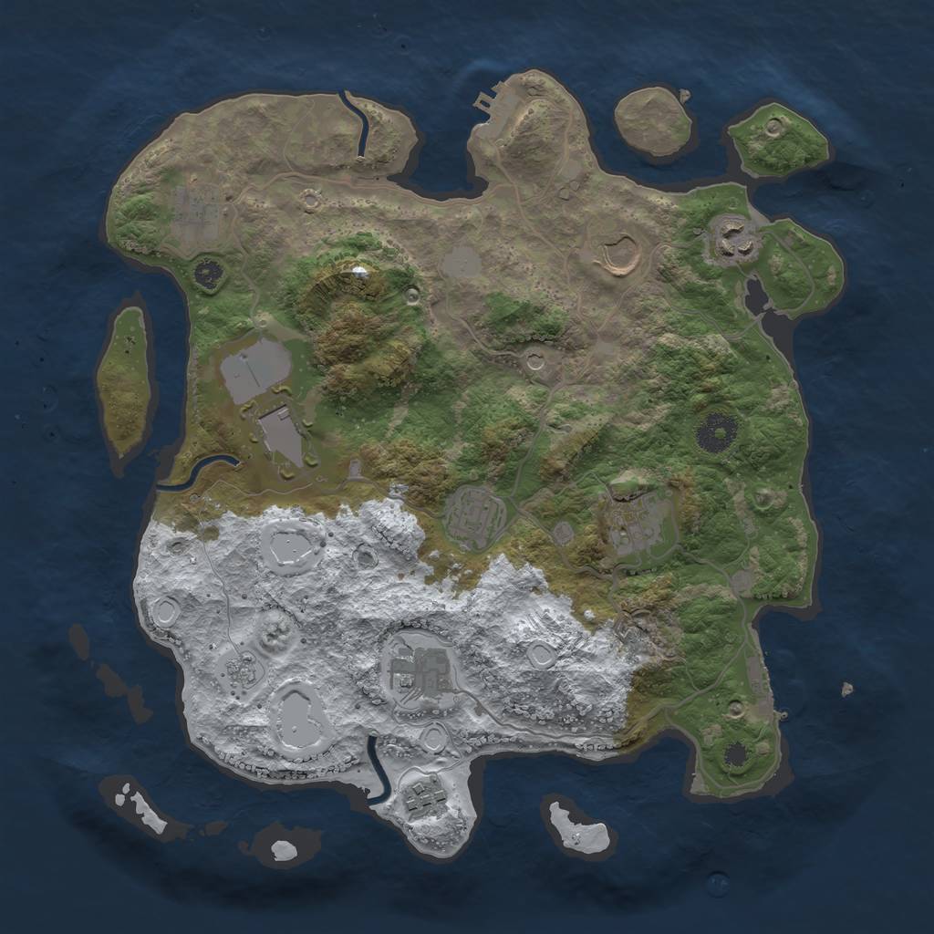 Rust Map: Procedural Map, Size: 3500, Seed: 1740044292, 17 Monuments