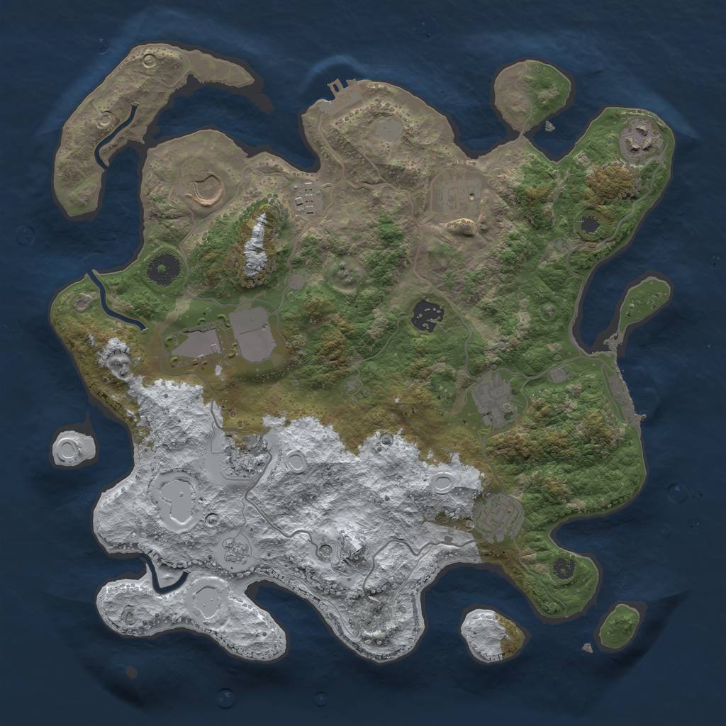 Rust Map: Procedural Map, Size: 3500, Seed: 330365485, 18 Monuments