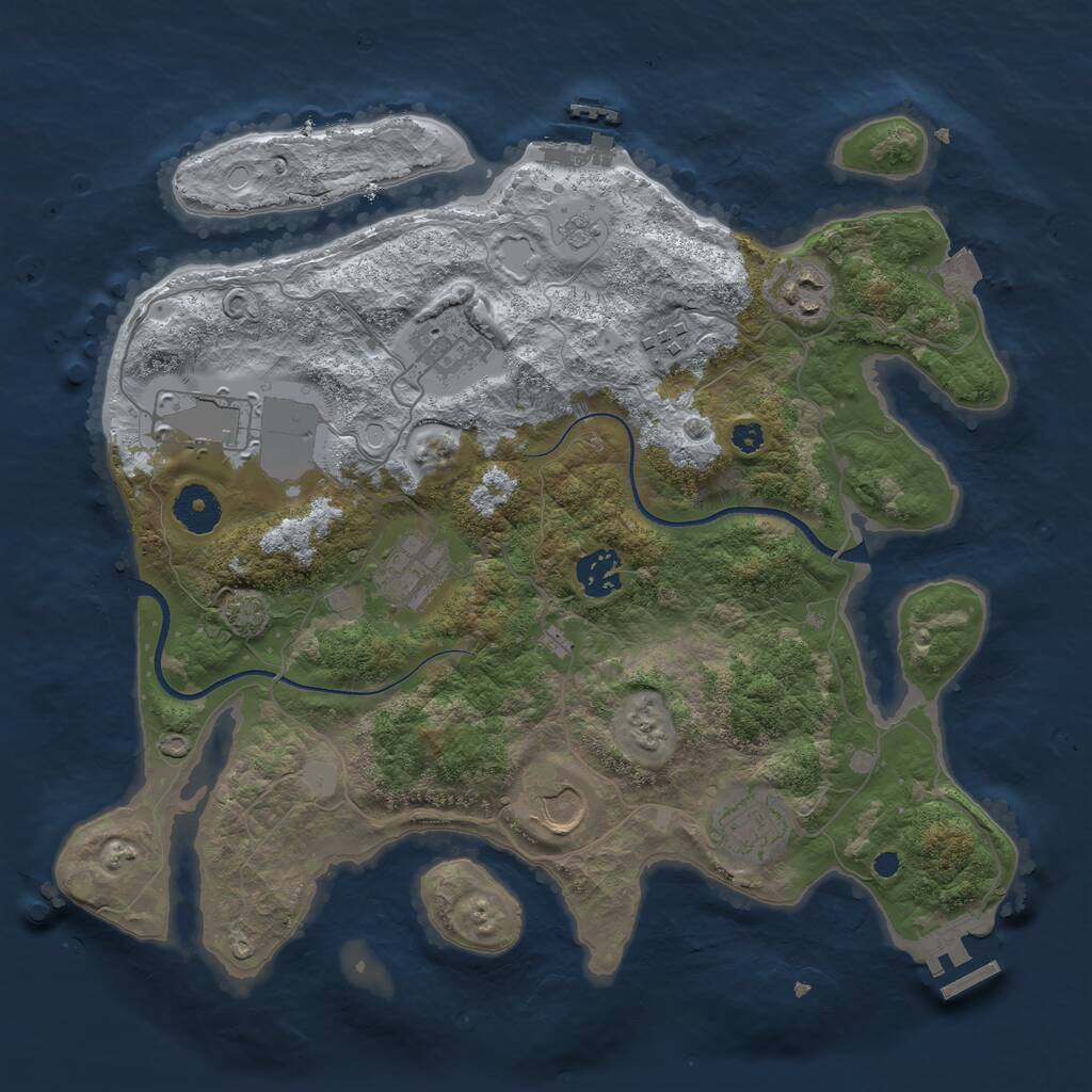 Rust Map: Procedural Map, Size: 3500, Seed: 1549971219, 13 Monuments