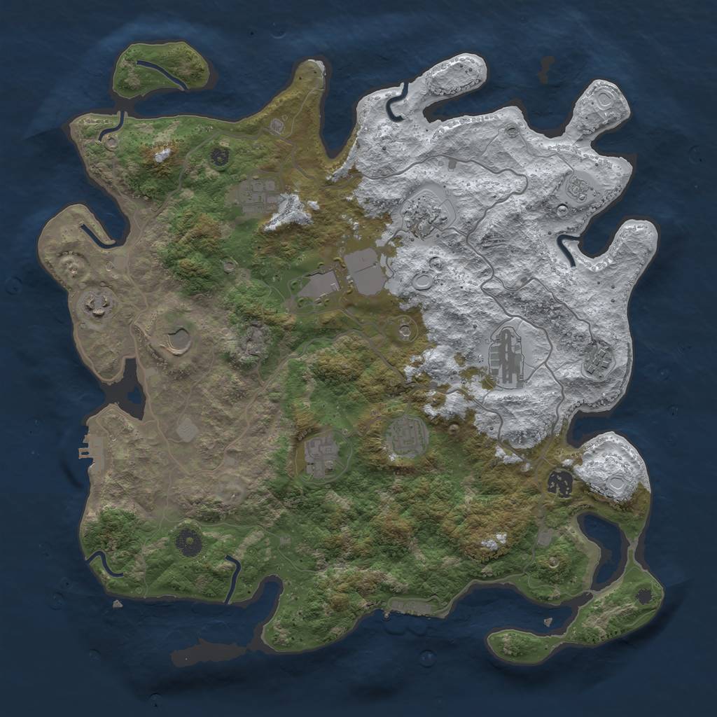 Rust Map: Procedural Map, Size: 4000, Seed: 77913, 19 Monuments