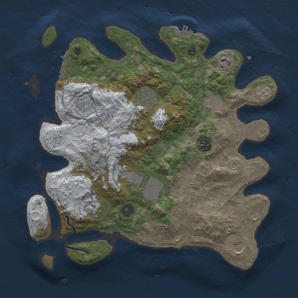 Rust Map: Procedural Map, Size: 3500, Seed: 12071976, 18 Monuments
