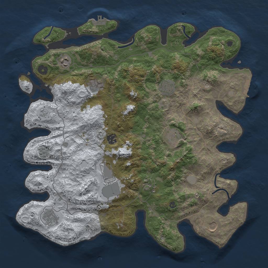 Rust Map: Procedural Map, Size: 4000, Seed: 797226, 19 Monuments
