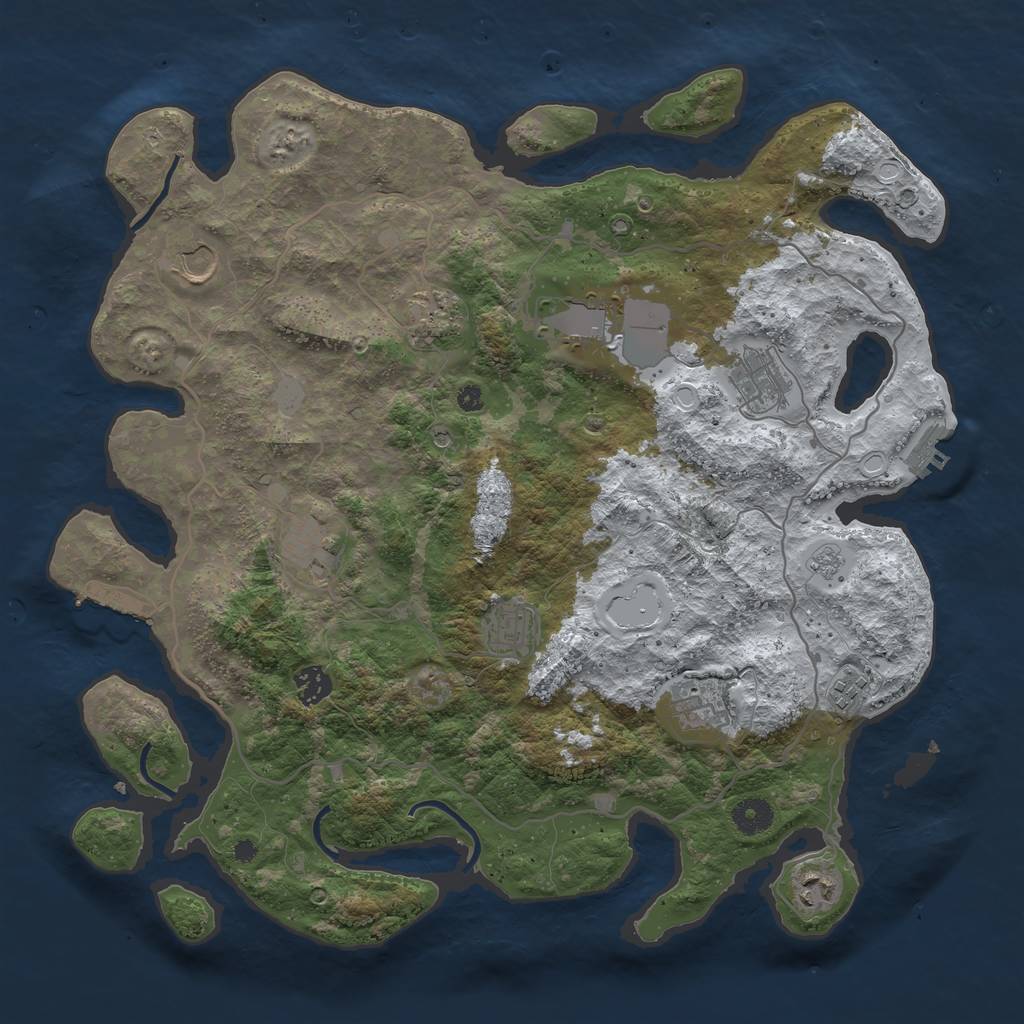Rust Map: Procedural Map, Size: 4000, Seed: 643157, 19 Monuments