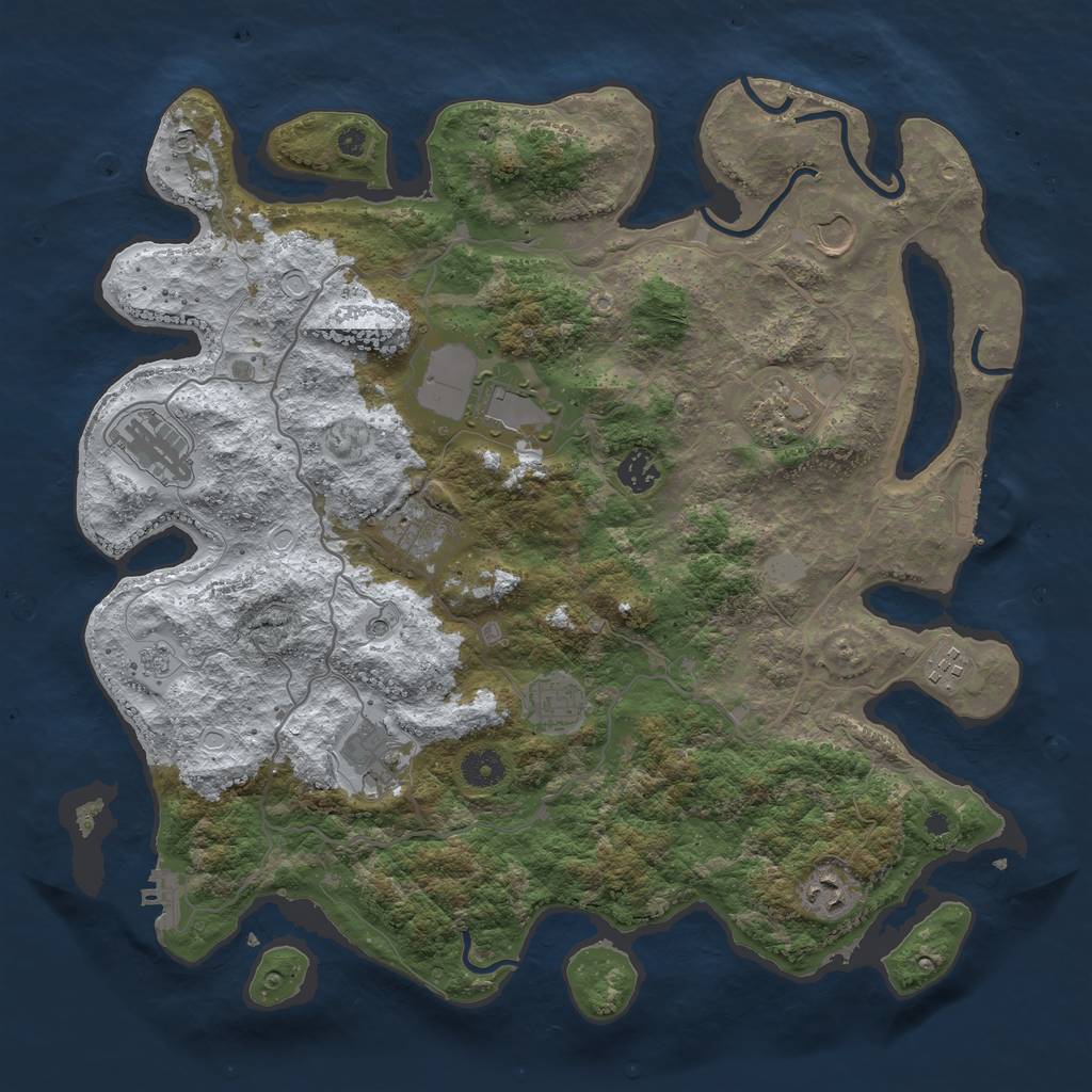 Rust Map: Procedural Map, Size: 4000, Seed: 784461, 19 Monuments