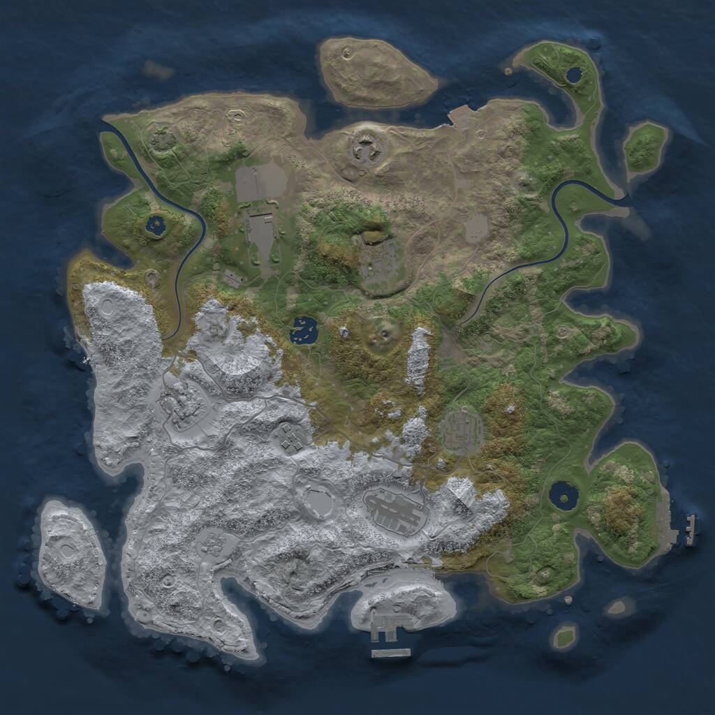 Rust Map: Procedural Map, Size: 3700, Seed: 764310169, 13 Monuments