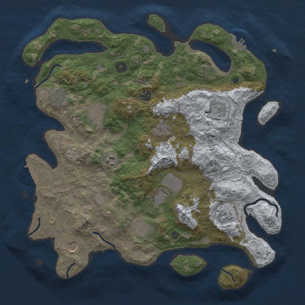 Rust Map: Procedural Map, Size: 4000, Seed: 876753, 20 Monuments