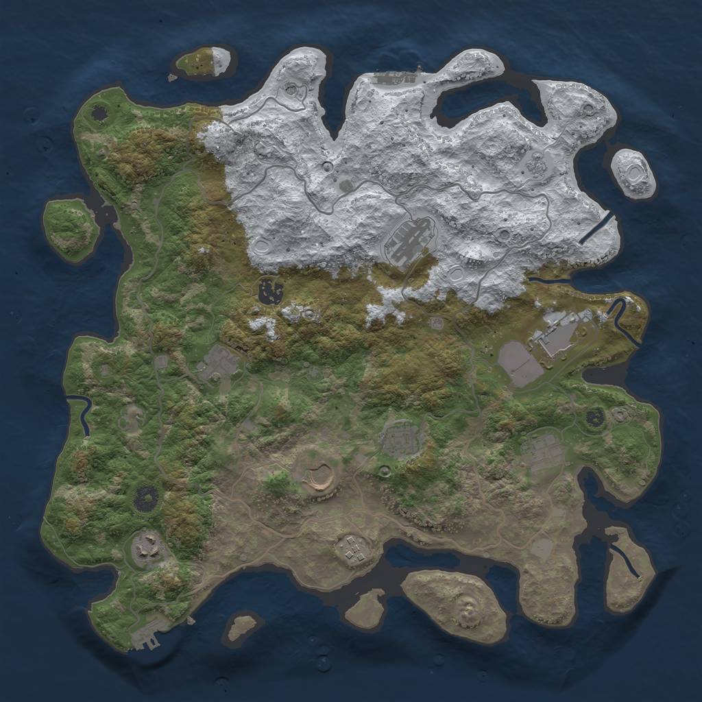 Rust Map: Procedural Map, Size: 4000, Seed: 853699, 18 Monuments
