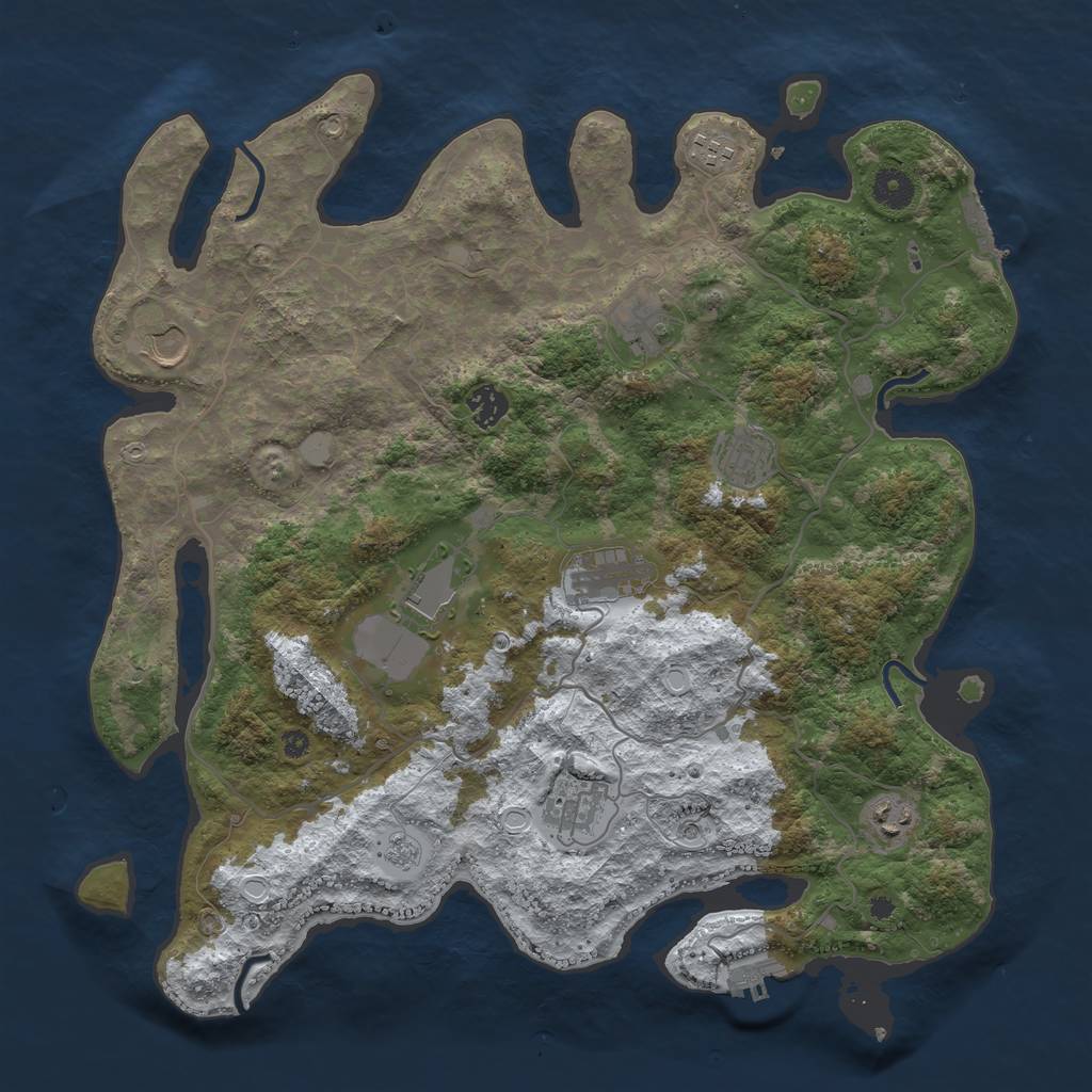 Rust Map: Procedural Map, Size: 4000, Seed: 345763, 18 Monuments