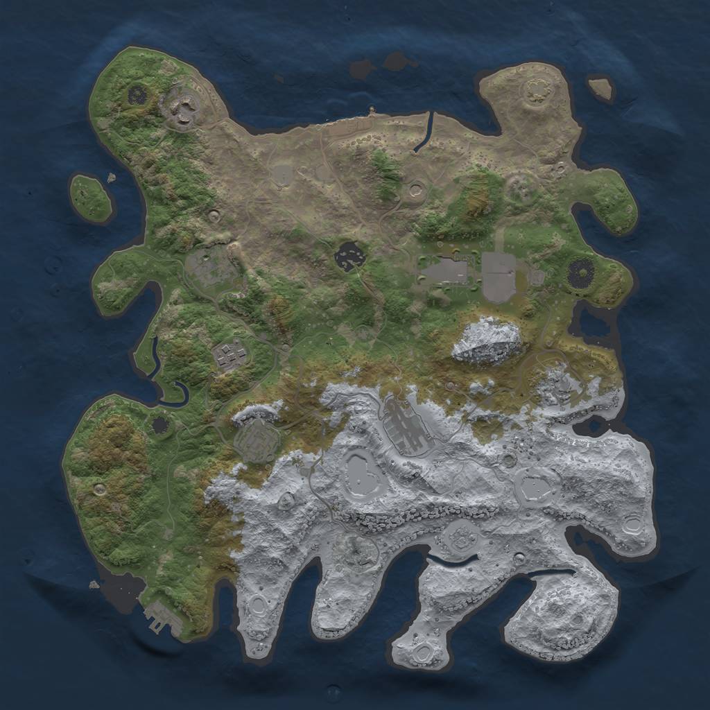 Rust Map: Procedural Map, Size: 3700, Seed: 1774933, 16 Monuments