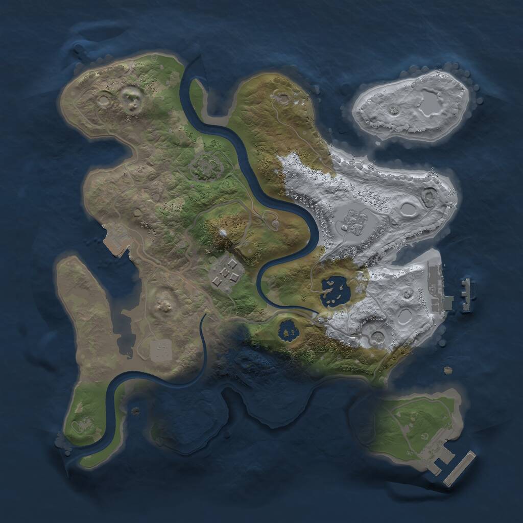 Rust Map: Procedural Map, Size: 2500, Seed: 5937658, 8 Monuments