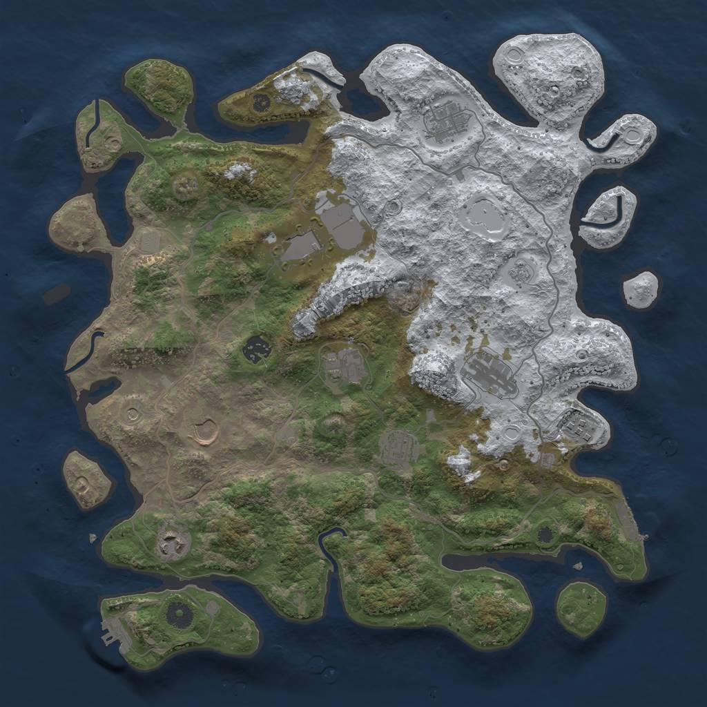 Rust Map: Procedural Map, Size: 4000, Seed: 589982439, 18 Monuments