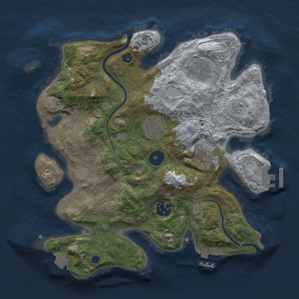 Rust Map: Procedural Map, Size: 3000, Seed: 589982439, 10 Monuments