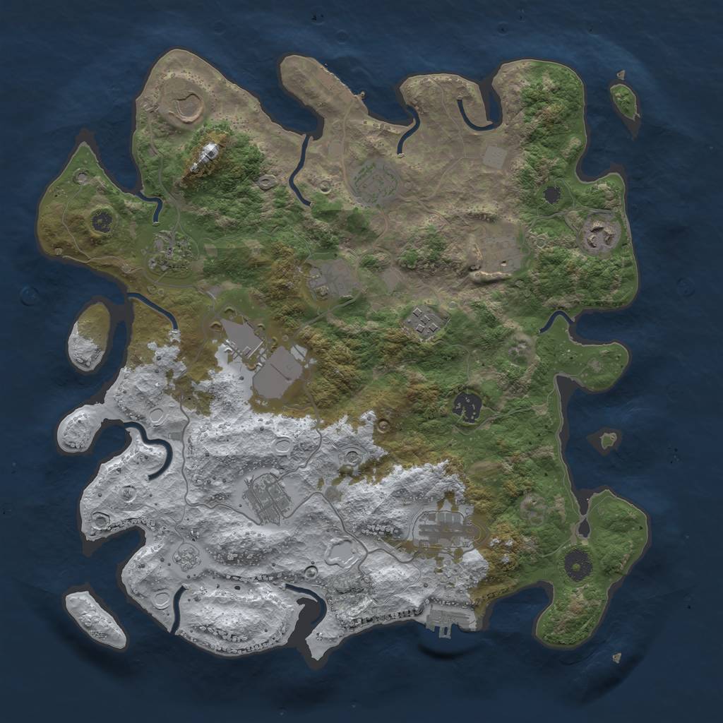 Rust Map: Procedural Map, Size: 3700, Seed: 775902058, 20 Monuments