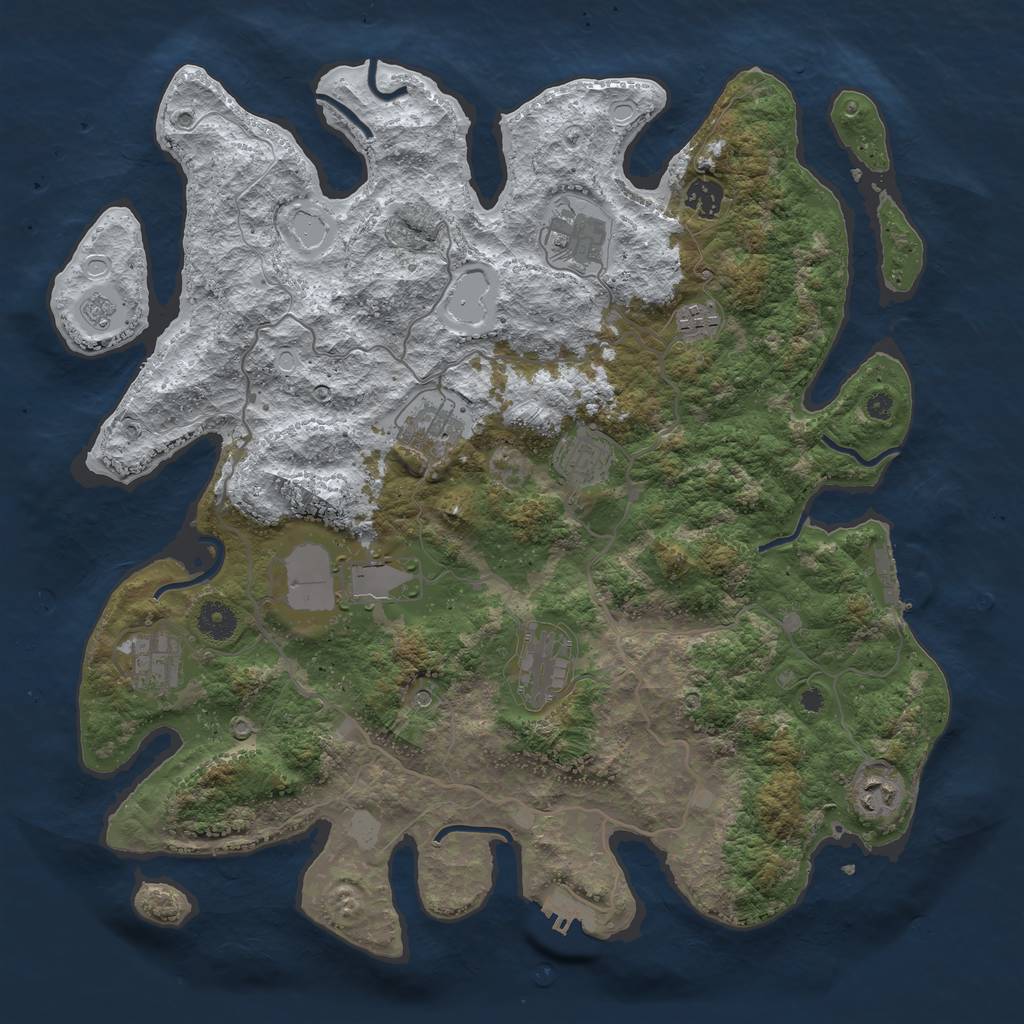 Rust Map: Procedural Map, Size: 4000, Seed: 554364, 18 Monuments