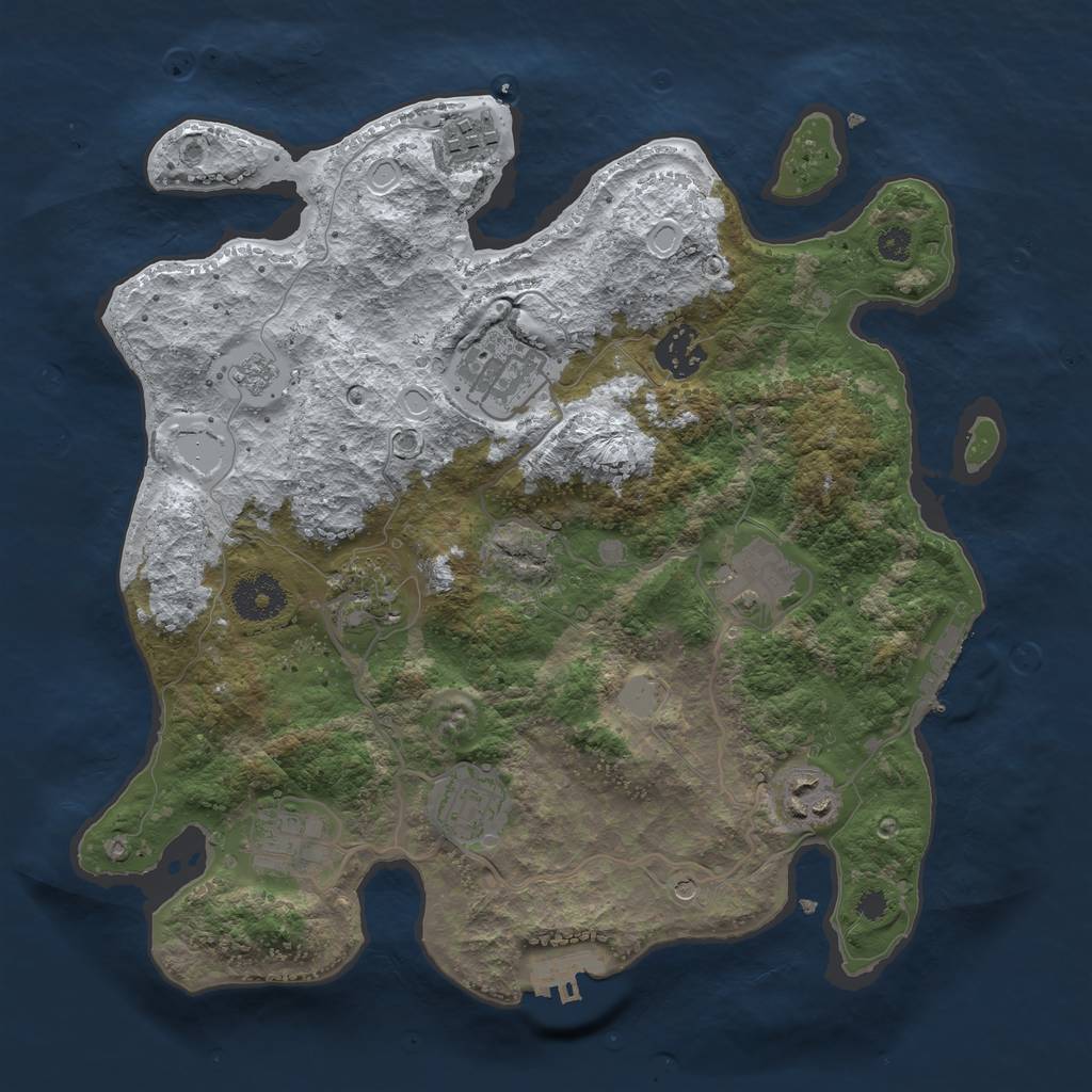Rust Map: Procedural Map, Size: 3250, Seed: 1570643976, 17 Monuments