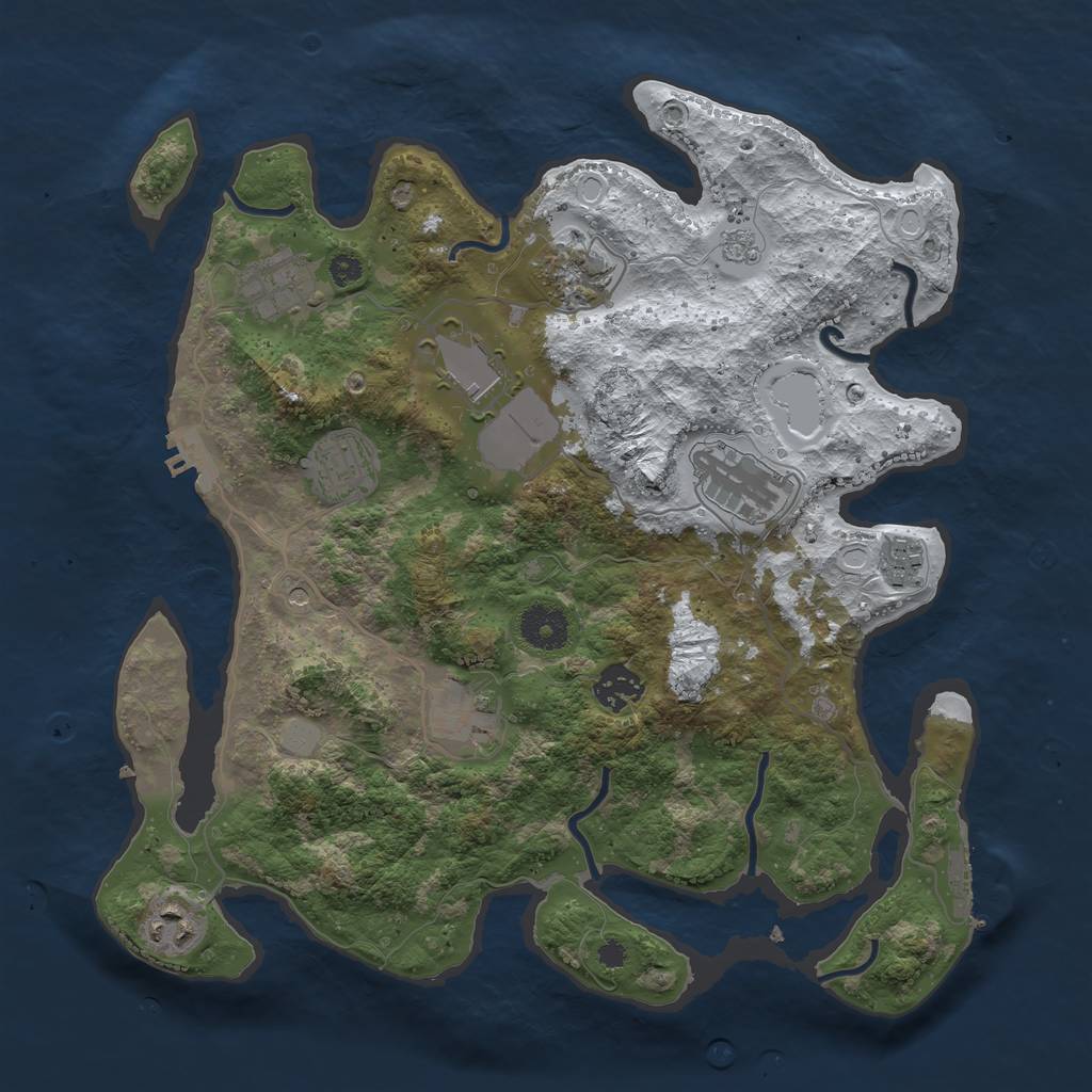 Rust Map: Procedural Map, Size: 3500, Seed: 924973755, 18 Monuments